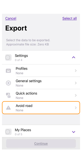 تجنب الطريق على تصدير الخريطة iOS 1