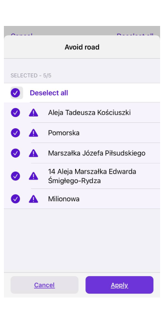 تجنب الطريق على تصدير الخريطة iOS 2