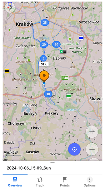 خريطة تقسيم المسار حسب المسافة