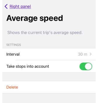 Average speed widgets