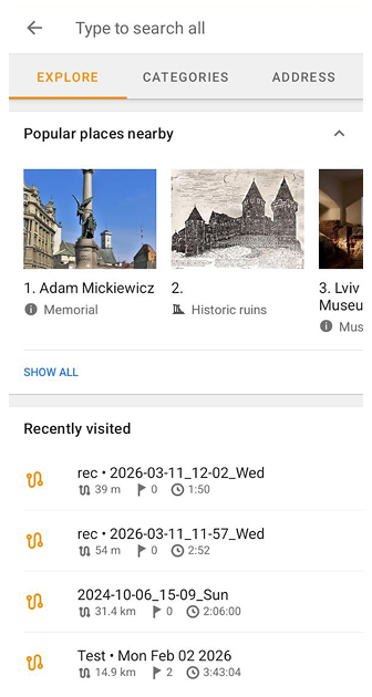 Explore search