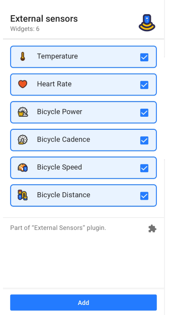 External sensors widgets Android