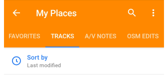 My places tracks seach function Android