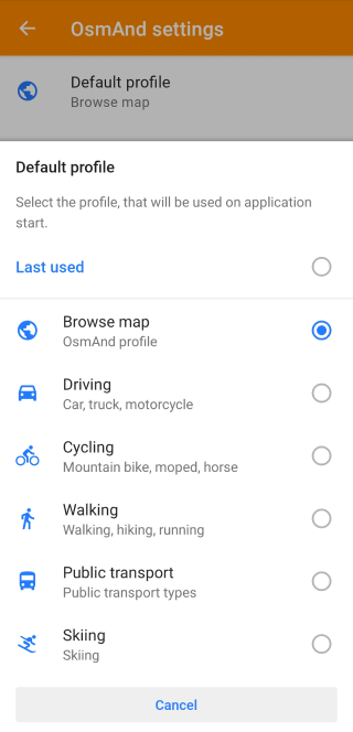 Allgemeine Einstellungen Standardprofil Android