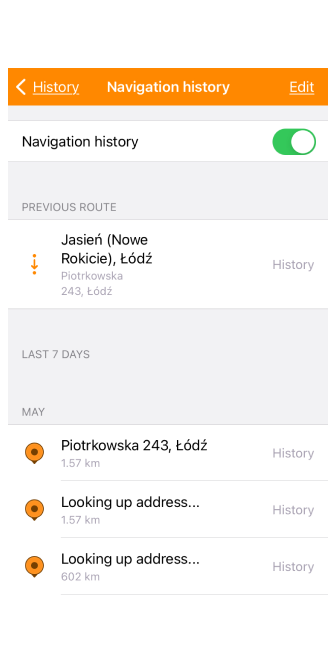 Allgemeine Einstellungen Verlauf iOS