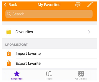 Meine Orte Menü iOS