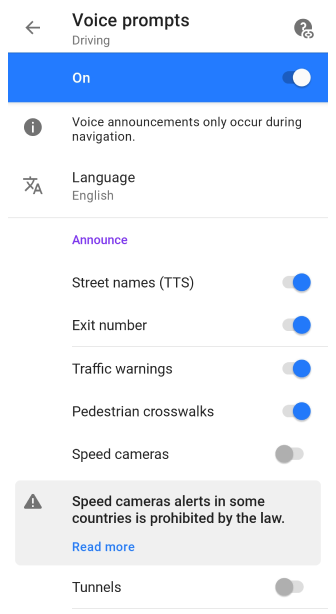 Sprachnavigationseinstellungen Android