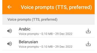 Ajustes de navegación por voz Android