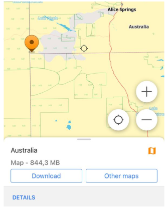 Un toque corto en el mapa mundial permite descargar el mapa de la región