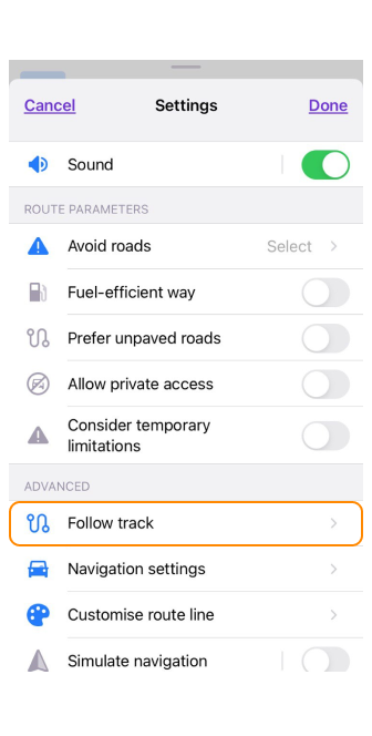 Seleccionar pista para navegar iOS 1