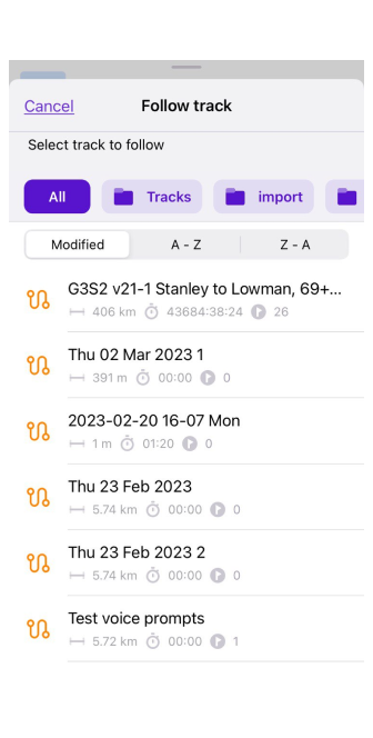 Seleccionar pista para navegar iOS 2