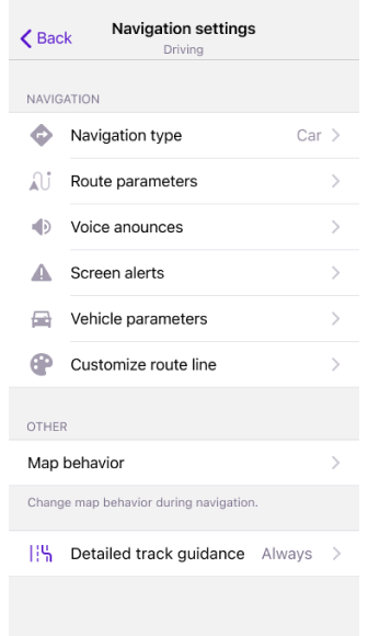 Ajustes de navegación iOS