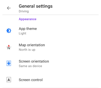 Perfiles Ajustes generales Apariencia Android