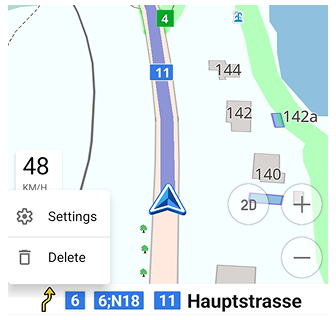 Nombre de calle con próximo giro