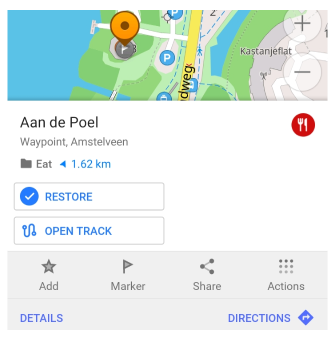 Action Restaurer le marqueur Android