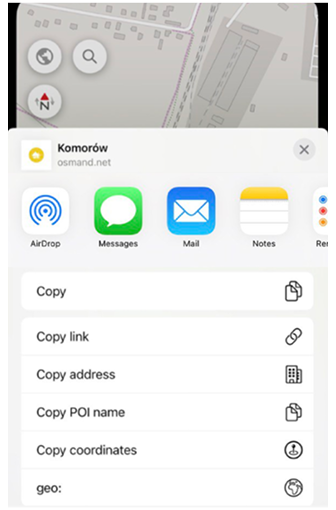 Action de partage iOS
