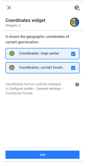 Widget Coordonnées Android
