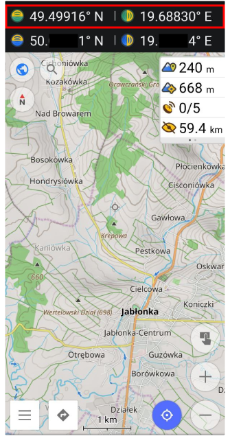 Widget Coordonnées Android