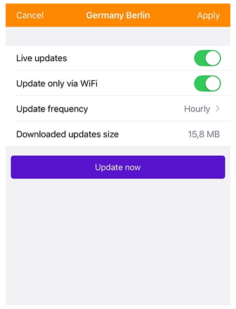 Menu Cartes OsmAnd live modifier iOS