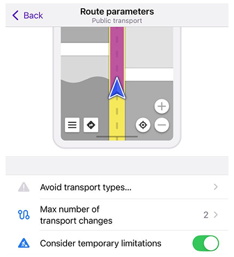 Nombre maximum de changements de transport