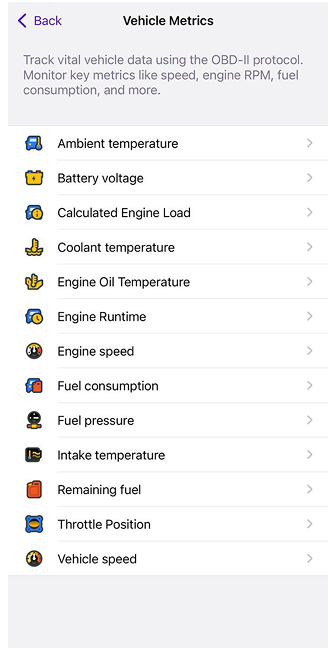 Paramètres OBD