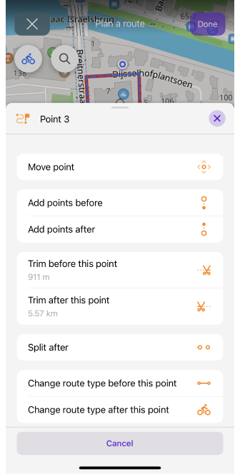 Planifier un itinéraire ios
