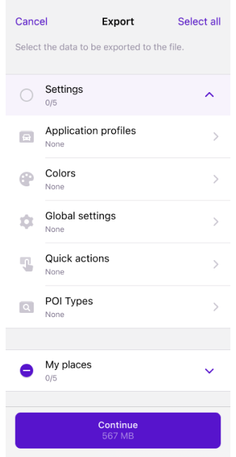 Exportation des actions de profil iOS