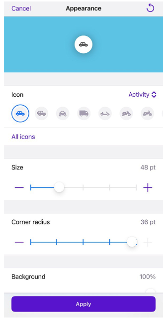 Aspetto pulsante mappa