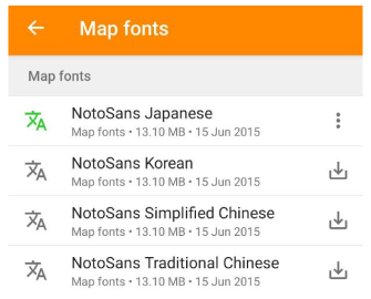 Caratteri della mappa versione Android
