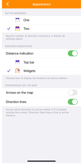 Aspetto marcatori mappa iOS