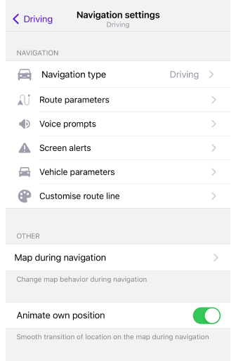 Impostazioni di navigazione iOS