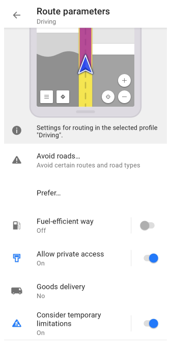 Impostazioni di navigazione Android