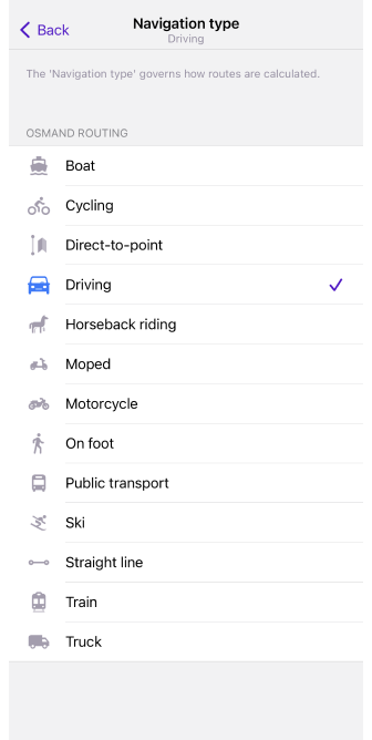 Impostazioni di navigazione iOS