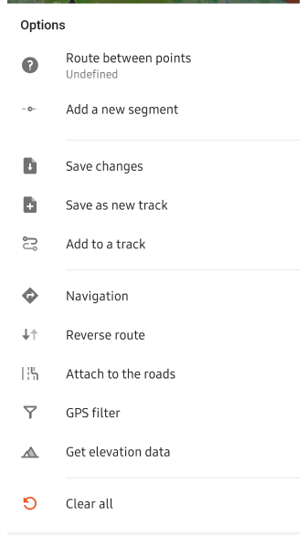 Pianifica un percorso Android-options