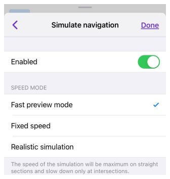 Simula navigazione iOS