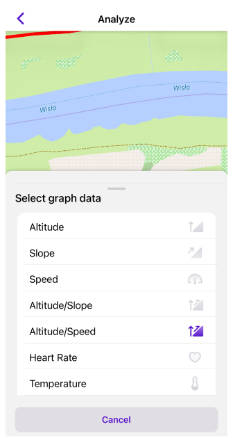 Analizza traccia menu iOS