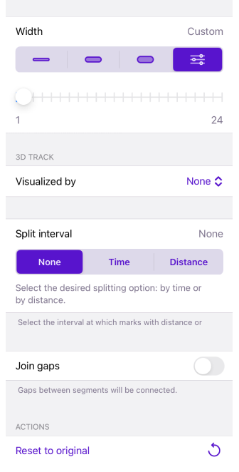 Menu Aspetto della traccia iOS