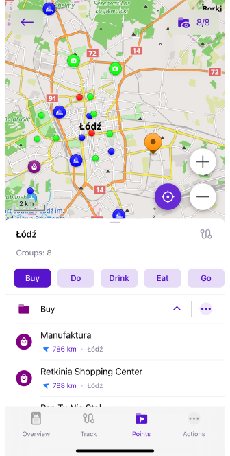 Menu di ricerca delle guide di viaggio