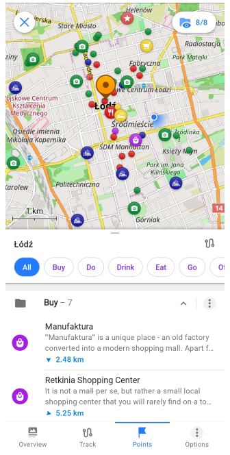 Menu punti delle guide di viaggio