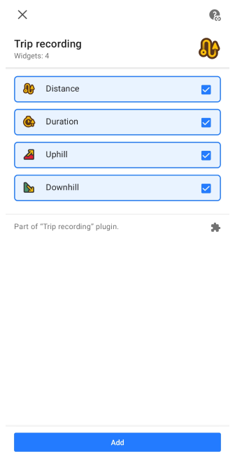 Widget registrazione viaggio