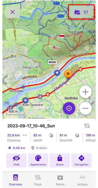 Mappa gruppo menu traccia iOS