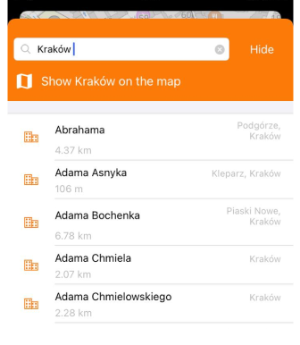 Szukaj Ulica iOS