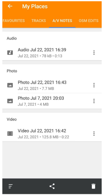 Menu Moje miejsca wtyczki audio wideo Trzy akcje
