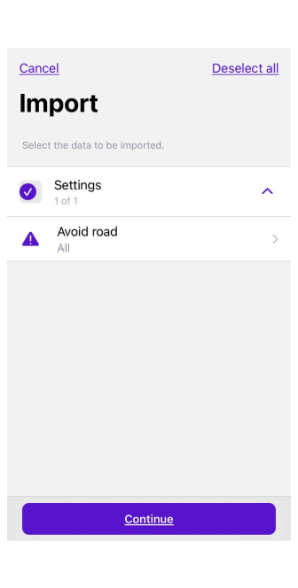 Import dróg do ominięcia na mapie iOS