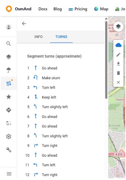 Edycja GPX w chmurze OsmAnd Web