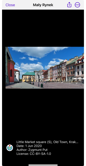 Menu galerii – iOS