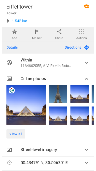 Zdjęcia online menu kontekstowe Android