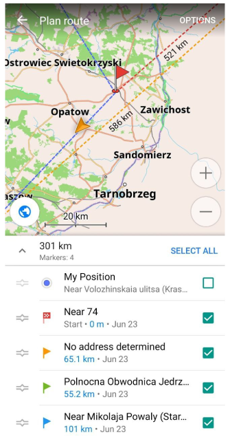 Markery mapy Planowanie punktów trasy Android