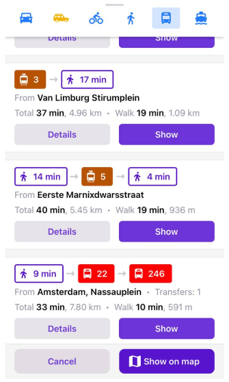 Nawigacja transportem publicznym iOS