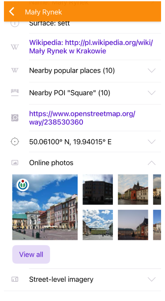 Menu kontekstowe zdjęć online iOS
